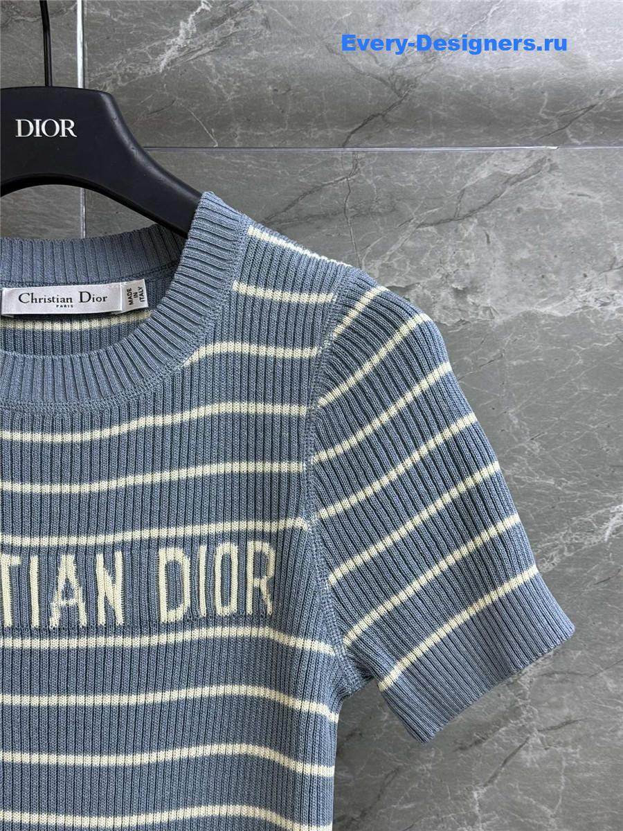 D10r blue striped knit top