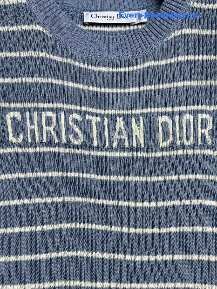 D10r blue striped knit top