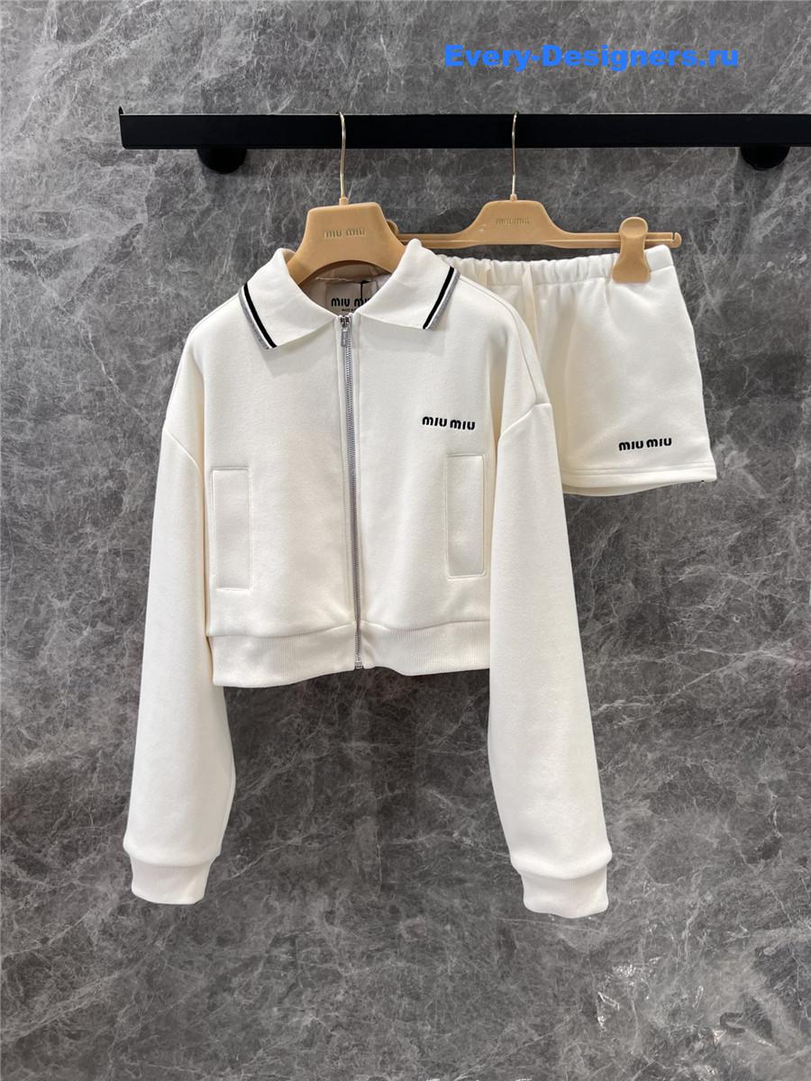 Miu Miu Collared Lettering Zip-Up Jacket Set