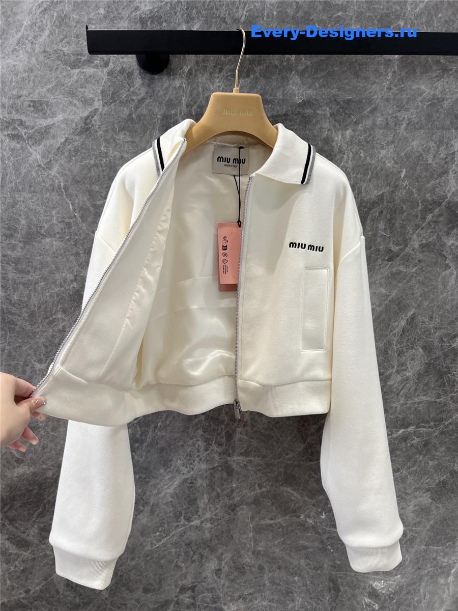 Miu Miu Collared Lettering Zip-Up Jacket Set
