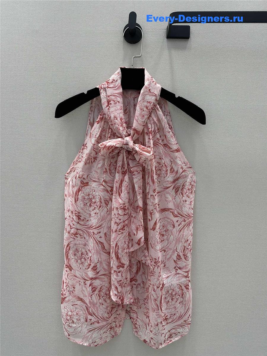 Va1e*ntin0 pink leopard silk top