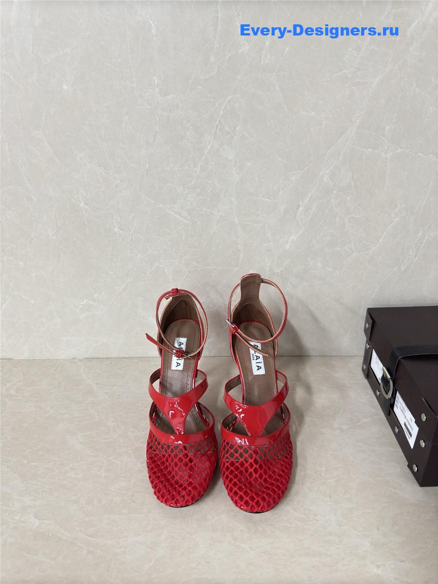 Alaïa Red Fishnet Pumps