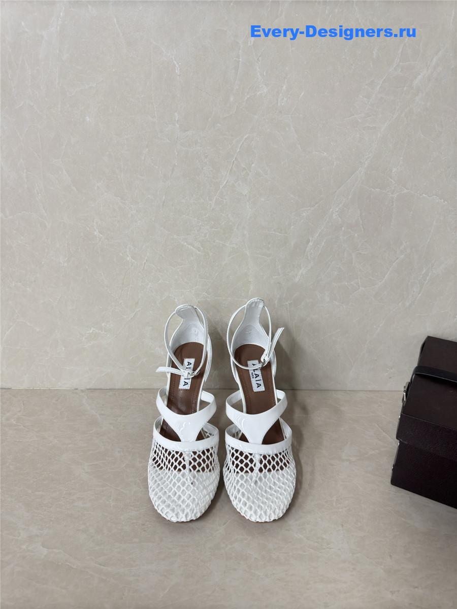 Alaïa White Fishnet Pumps