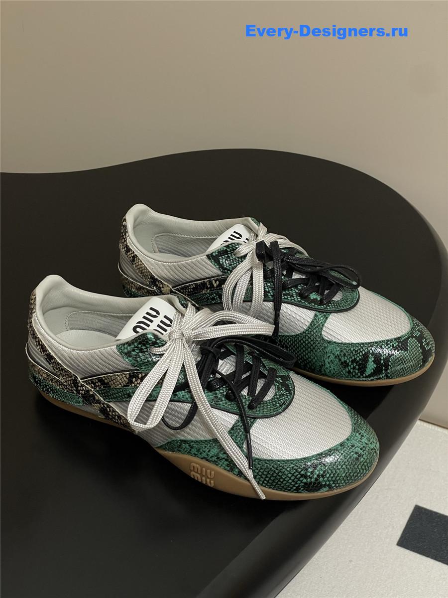 Miu Miu Green Snakeskin Sneakers