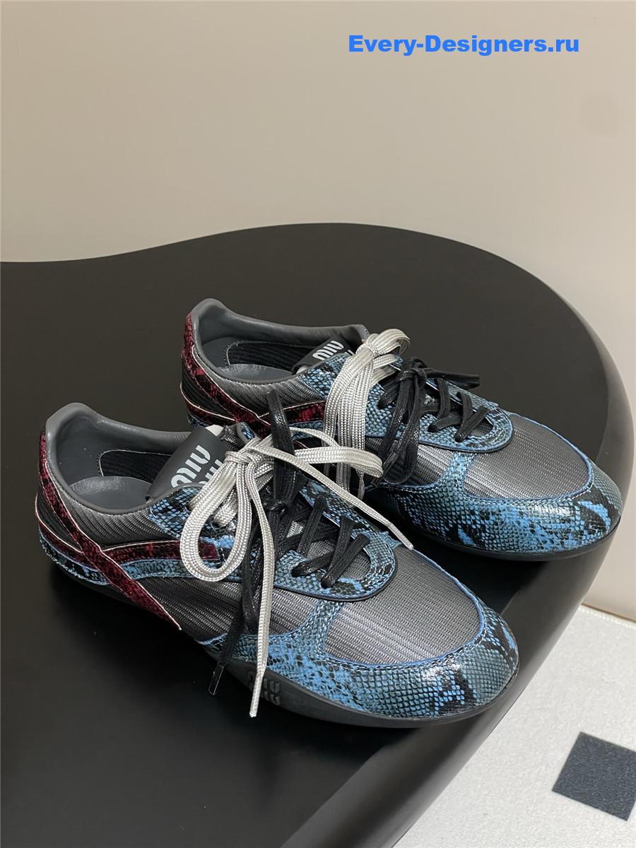 Miu Miu Blue Snakeskin Sneakers