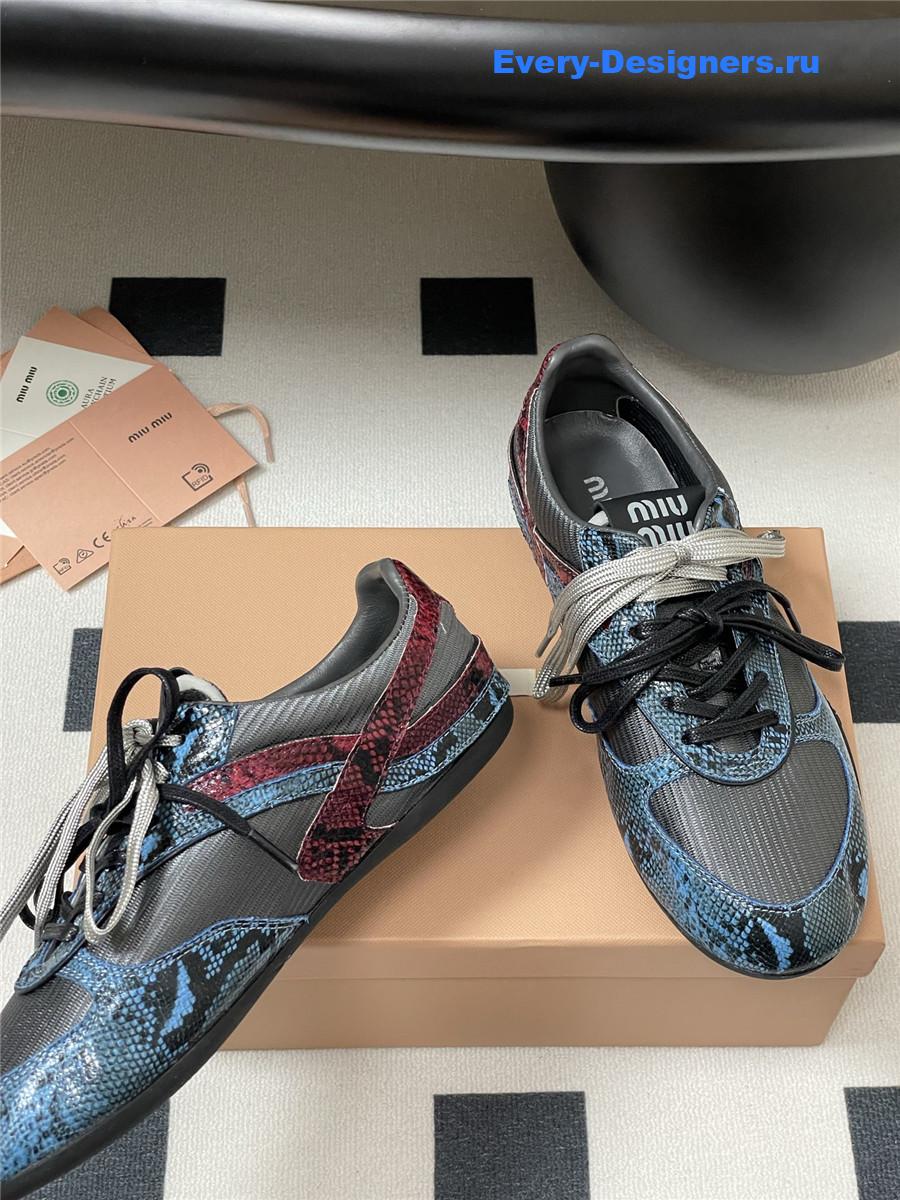 Miu Miu Blue Snakeskin Sneakers