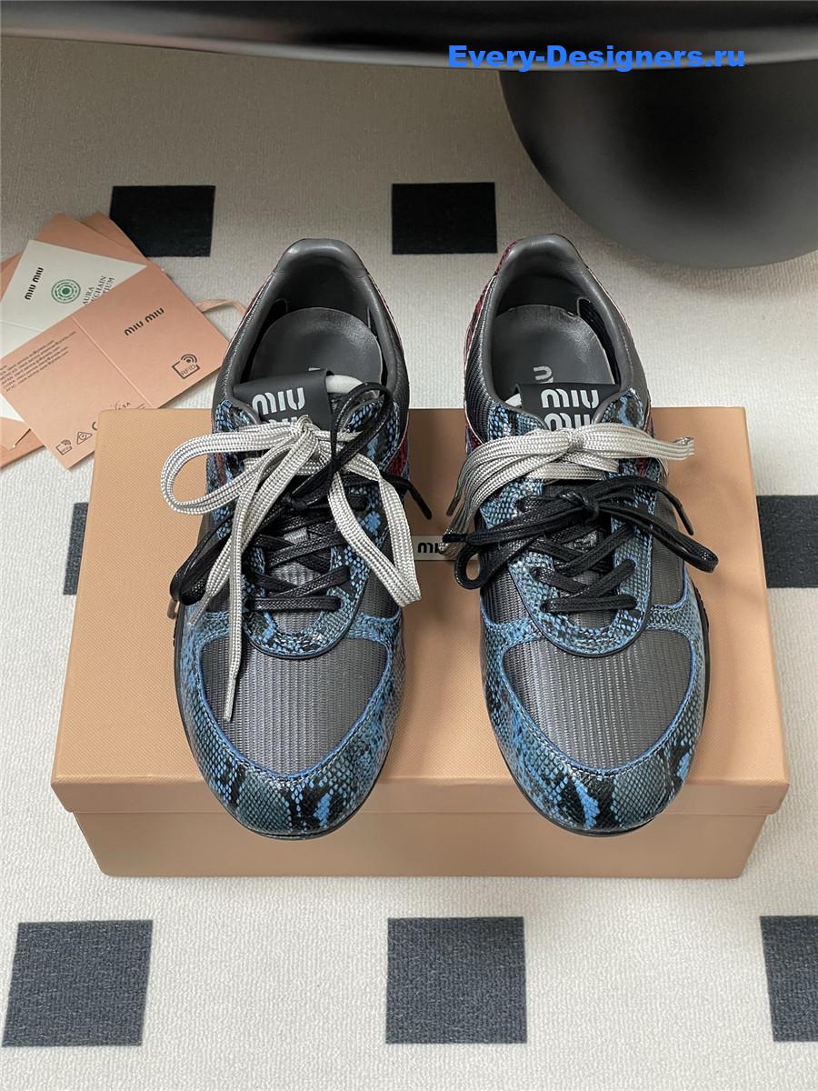 Miu Miu Blue Snakeskin Sneakers