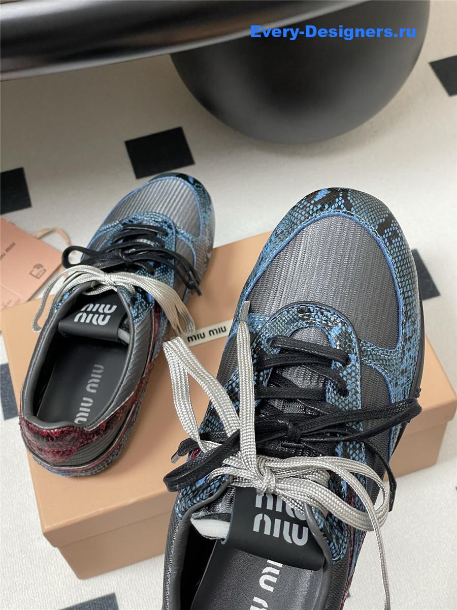 Miu Miu Blue Snakeskin Sneakers