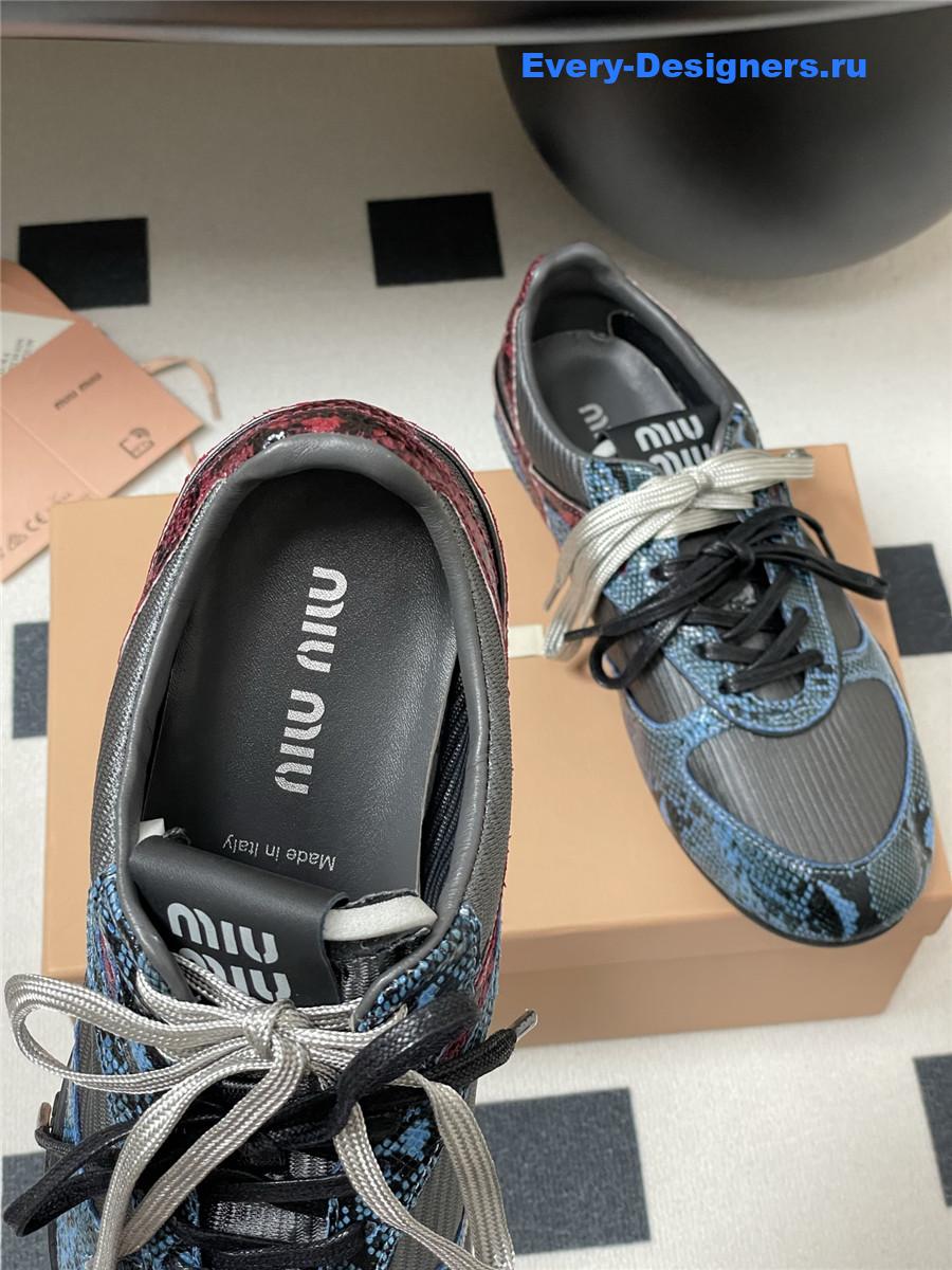 Miu Miu Blue Snakeskin Sneakers