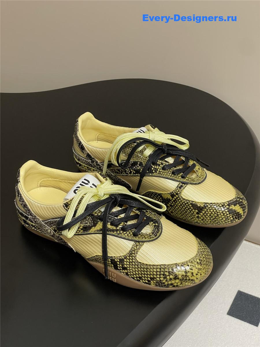 Miu Miu Yellow Snakeskin Sneakers