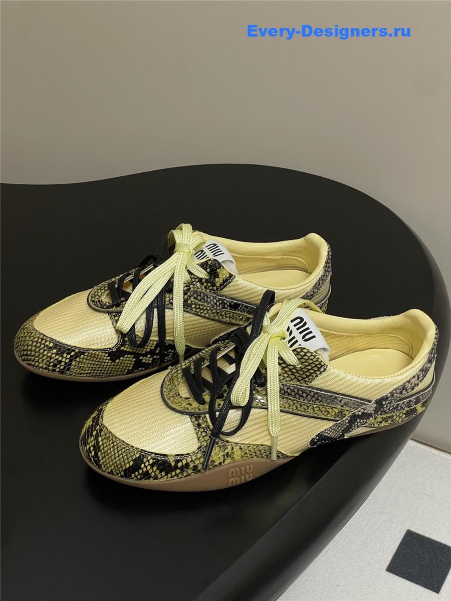 Miu Miu Yellow Snakeskin Sneakers