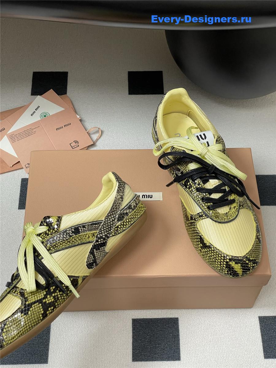 Miu Miu Yellow Snakeskin Sneakers