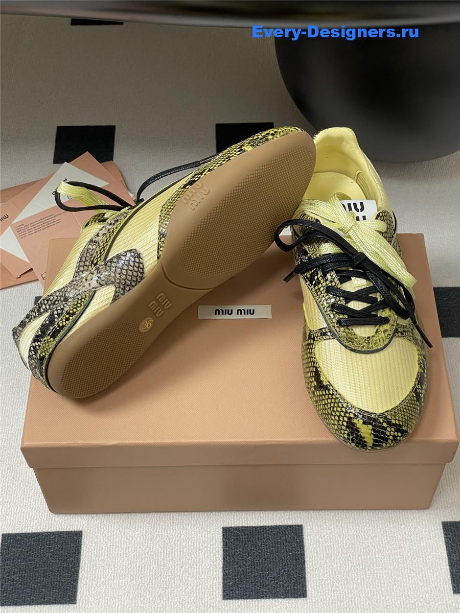 Miu Miu Yellow Snakeskin Sneakers
