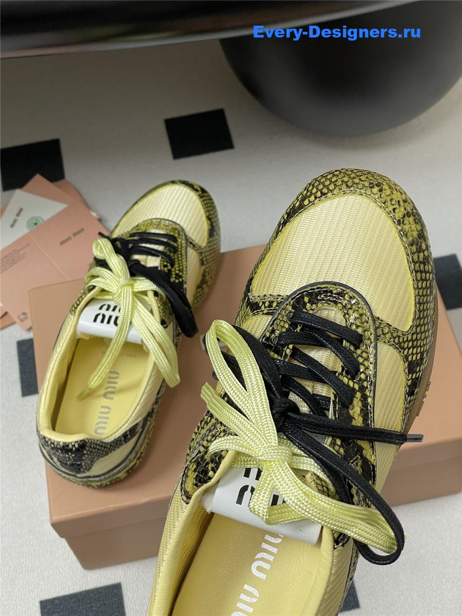 Miu Miu Yellow Snakeskin Sneakers