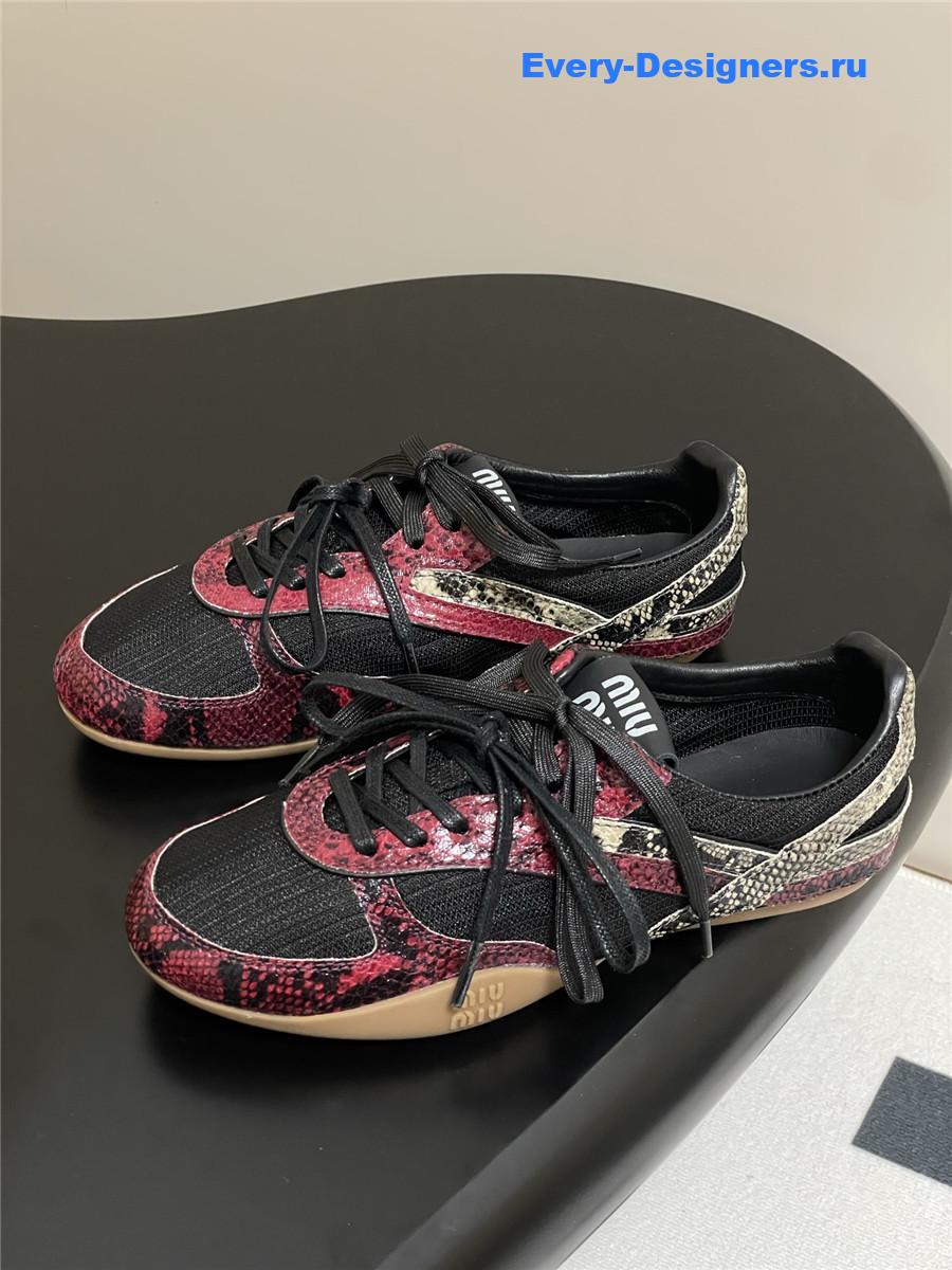 Miu Miu Burgundy Snakeskin Sneakers