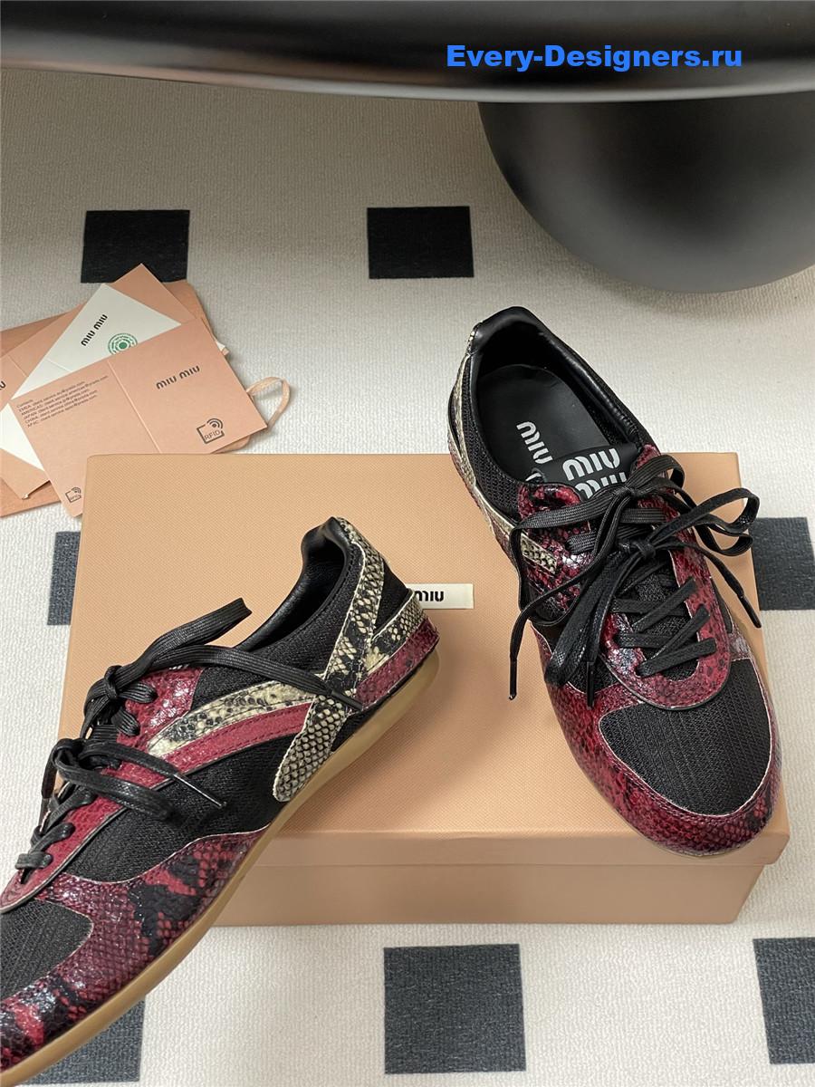Miu Miu Burgundy Snakeskin Sneakers