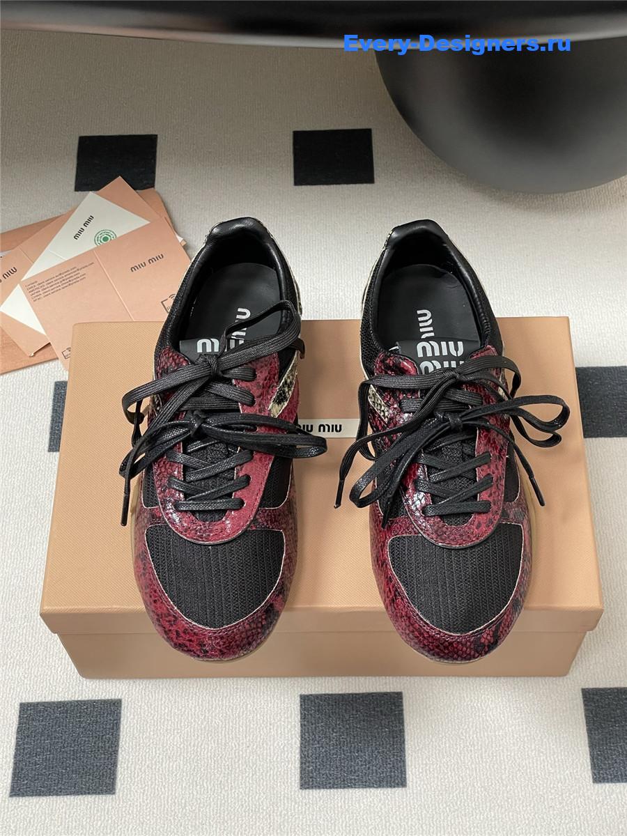 Miu Miu Burgundy Snakeskin Sneakers