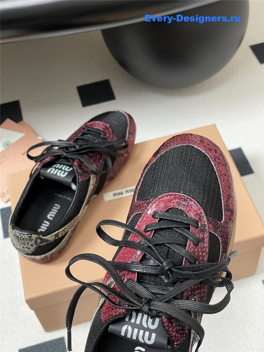 Miu Miu Burgundy Snakeskin Sneakers