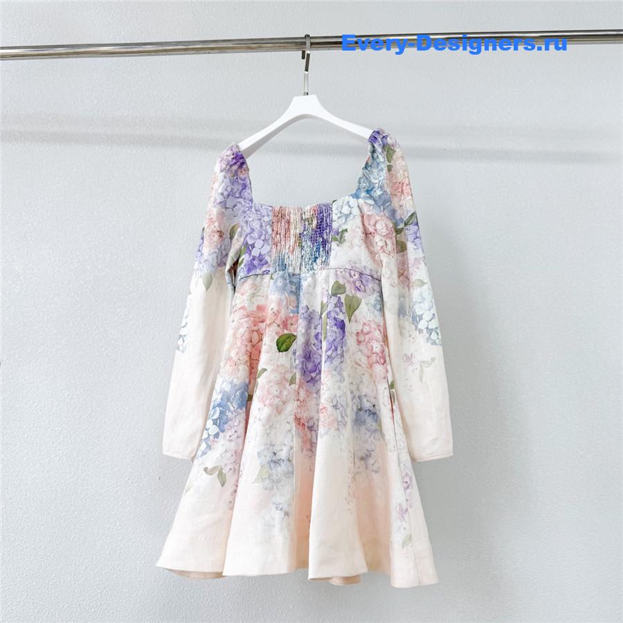 Zimm Hydrangea Puff Sleeve Dress