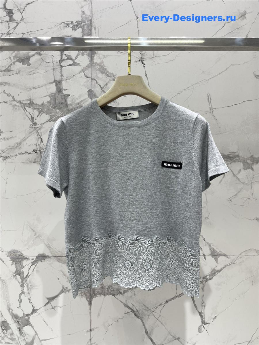 Miu Miu Grey Knitted Short Sleeves
