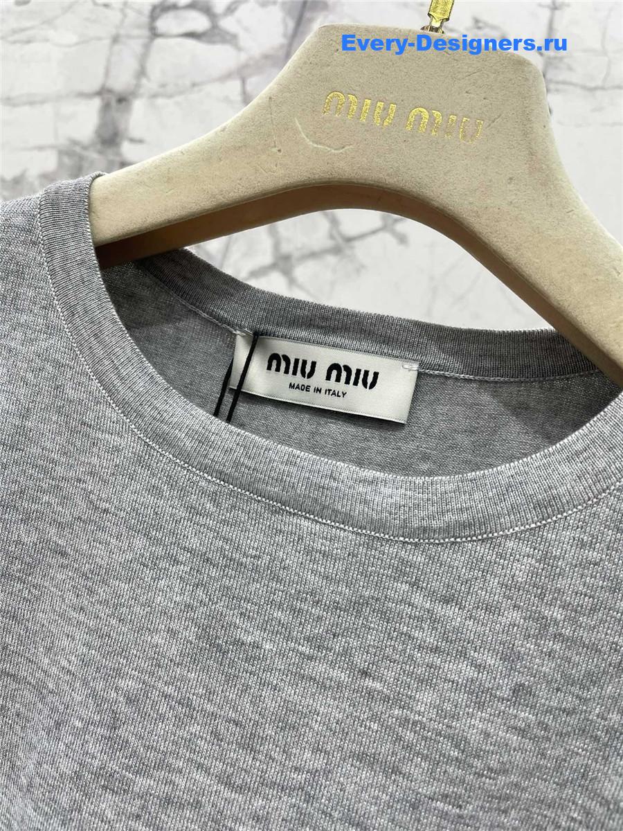 Miu Miu Grey Knitted Short Sleeves