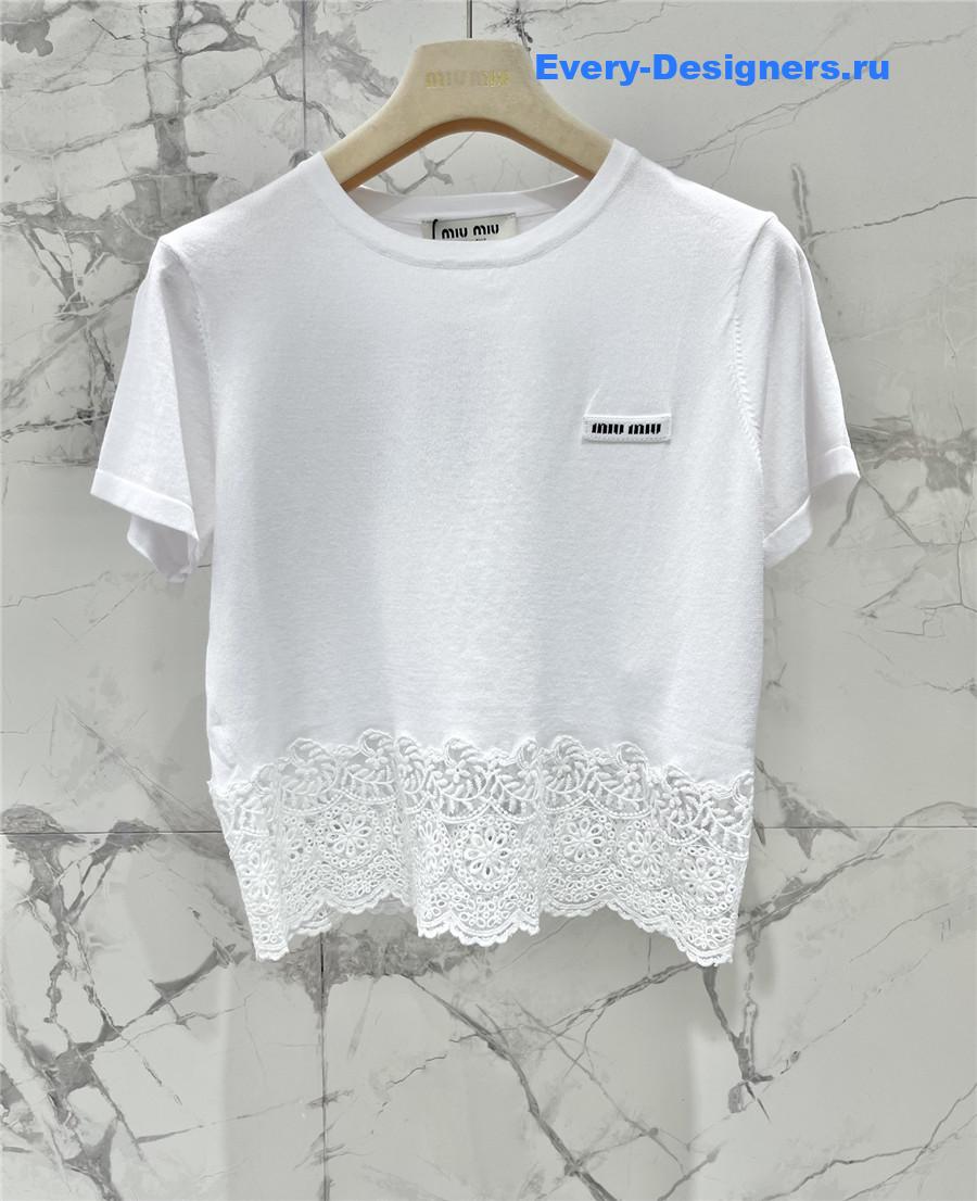 Miu Miu White Knitted Short Sleeves