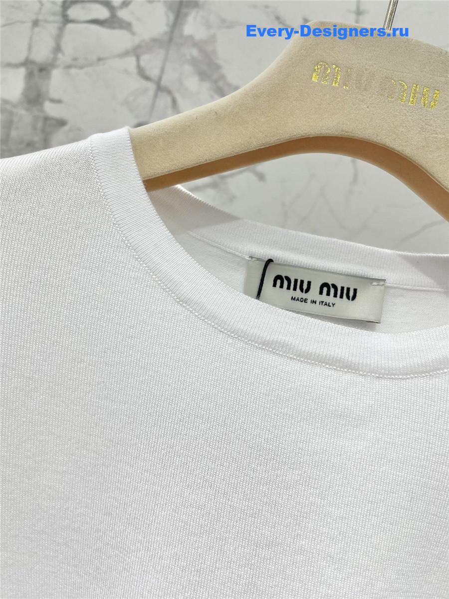 Miu Miu White Knitted Short Sleeves