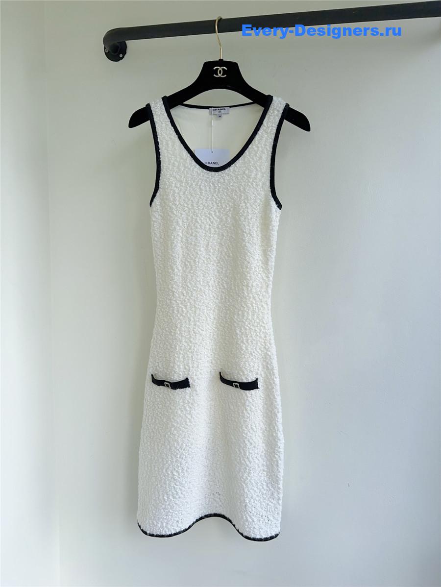Ch**el white knit maxi dress