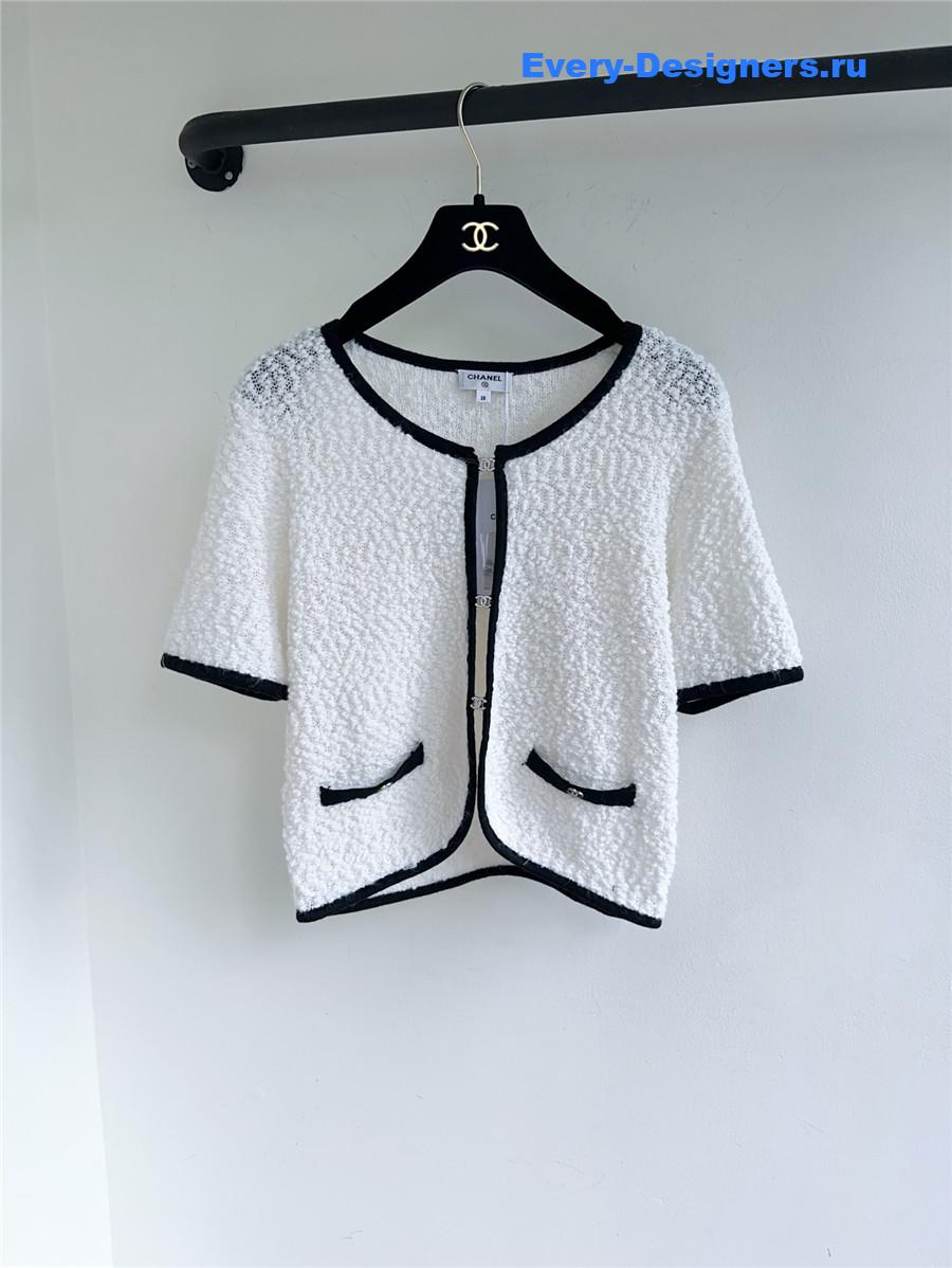 Ch**el white knit cardigan skirt set