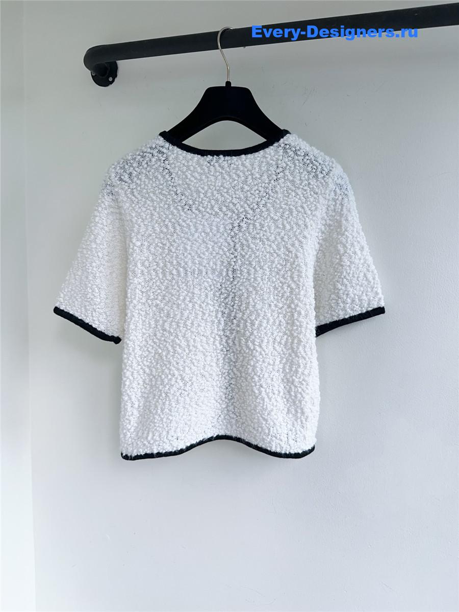 Ch**el white knit cardigan skirt set