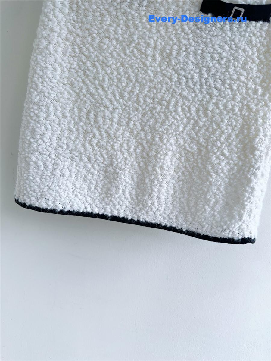 Ch**el white knit cardigan skirt set