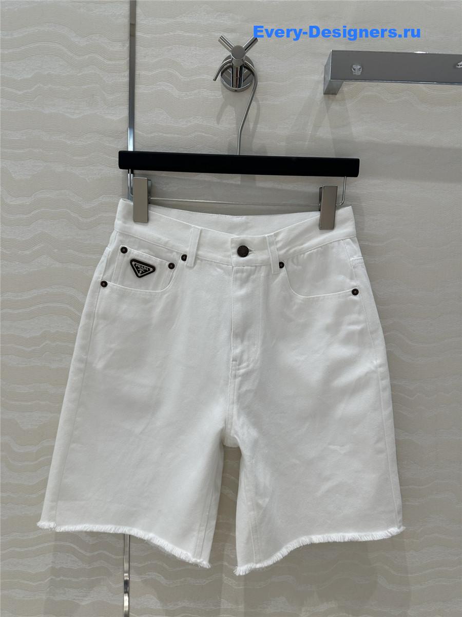 Pra*a white denim shorts