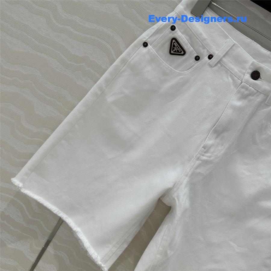 Pra*a white denim shorts
