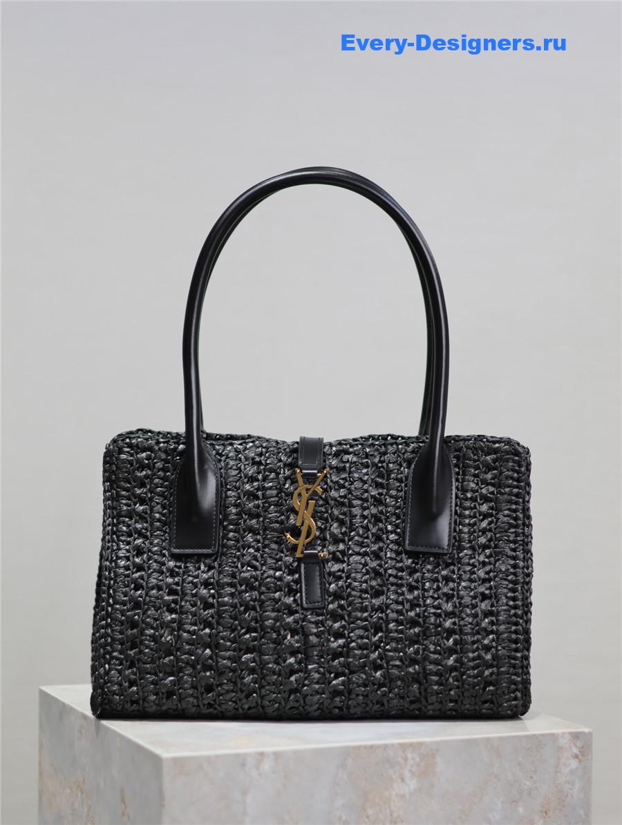 Sa1nt Lau*nt black raffia tote