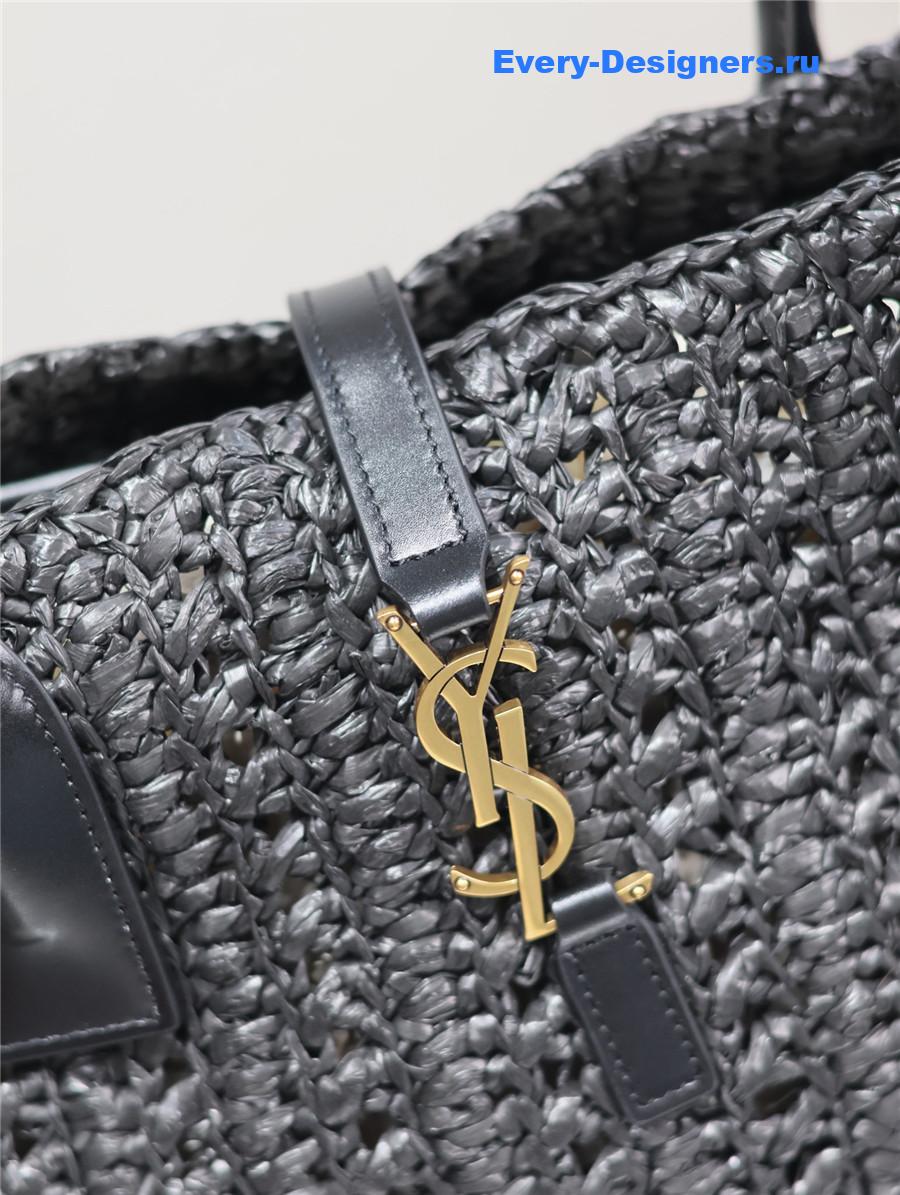 Sa1nt Lau*nt black raffia tote