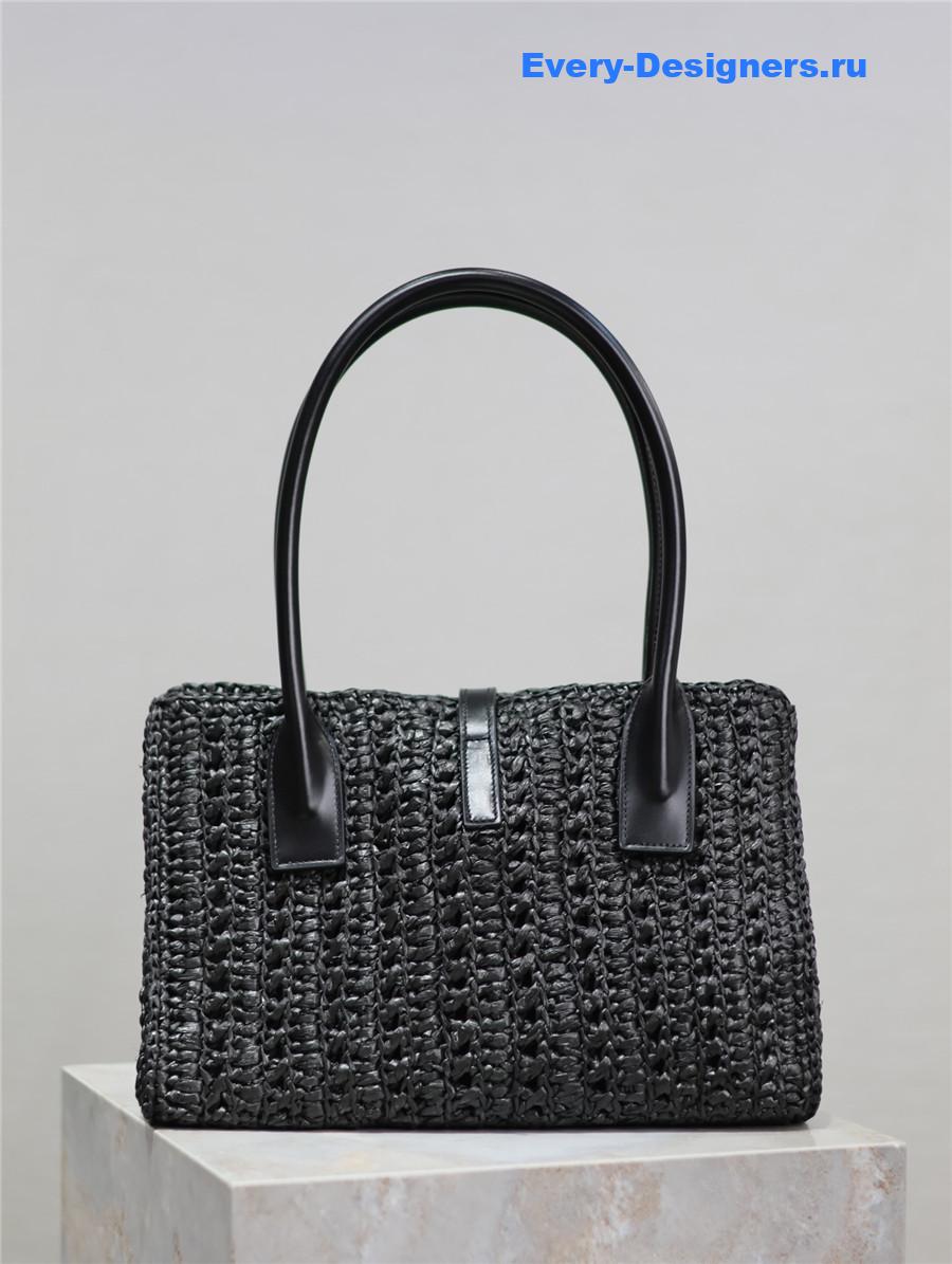 Sa1nt Lau*nt black raffia tote