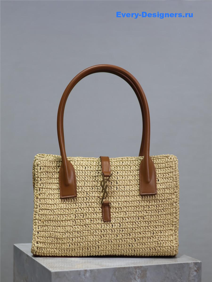 Sa1nt Lau*nt brown raffia tote
