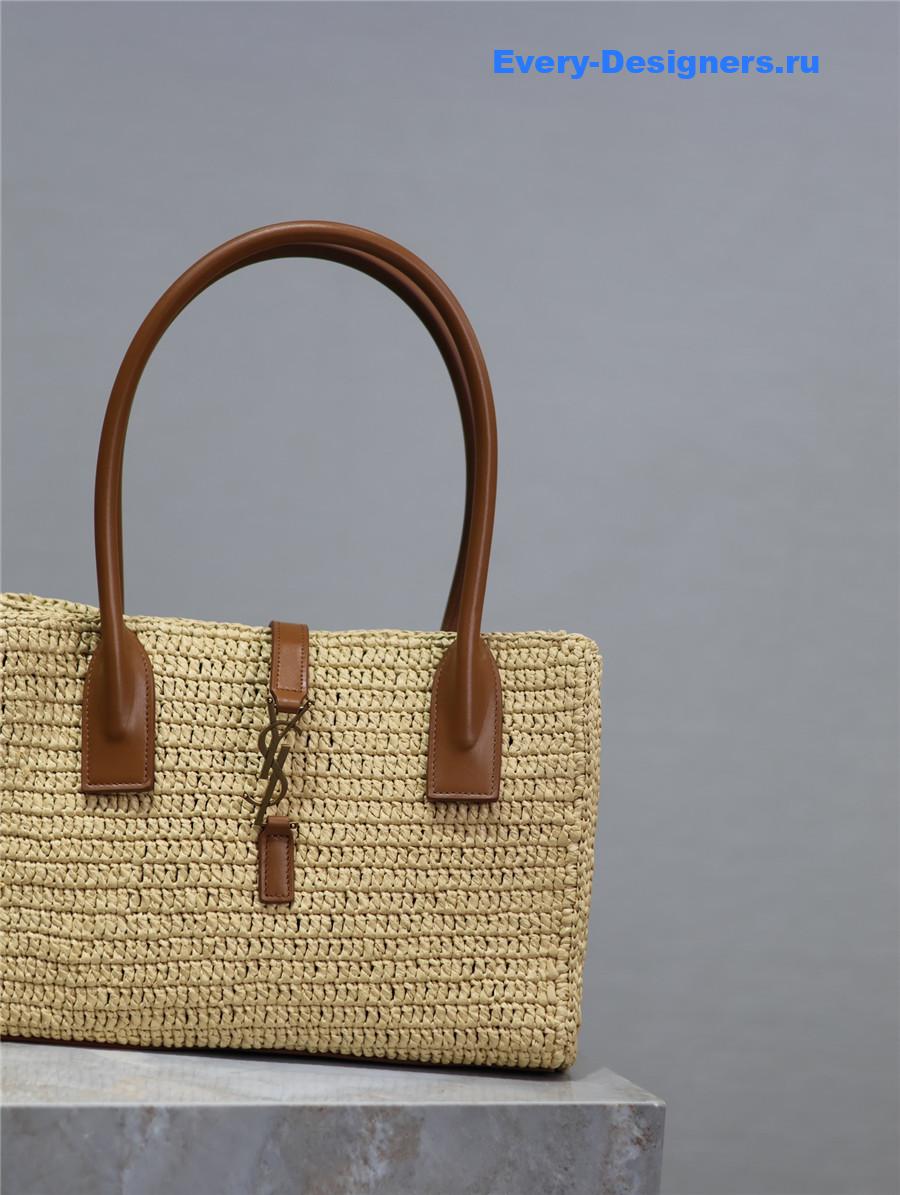 Sa1nt Lau*nt brown raffia tote