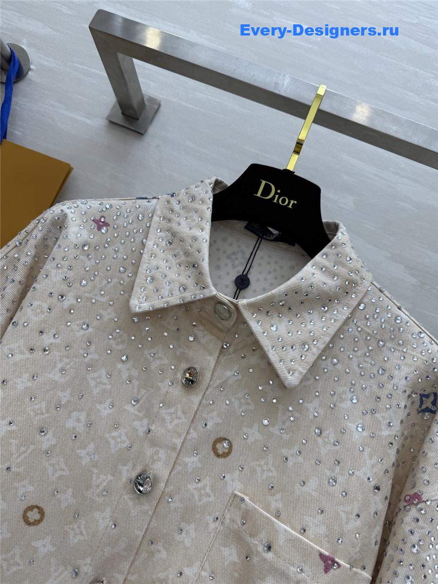 l0vis Vvtt0n rhinestone denim shirt