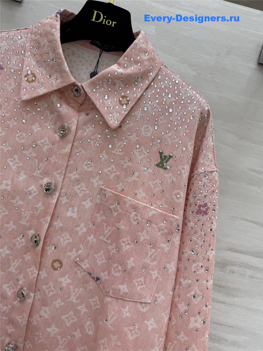 l0vis Vvtt0n pink rhinestone denim shirt