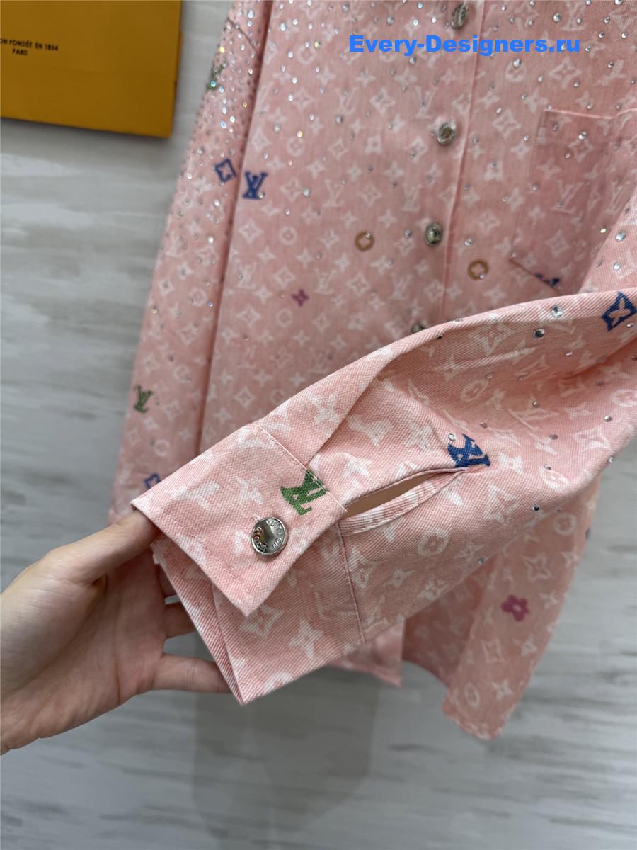 l0vis Vvtt0n pink rhinestone denim shirt
