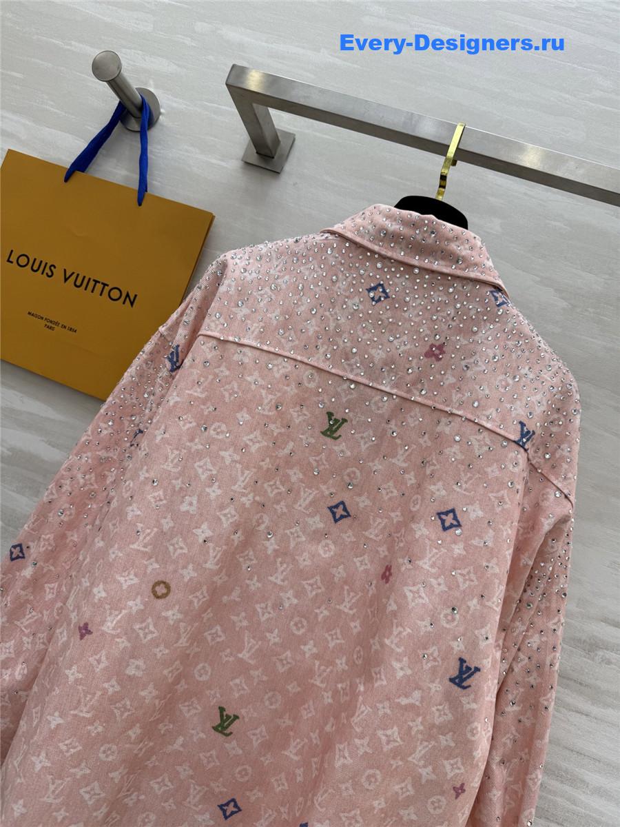 l0vis Vvtt0n pink rhinestone denim shirt