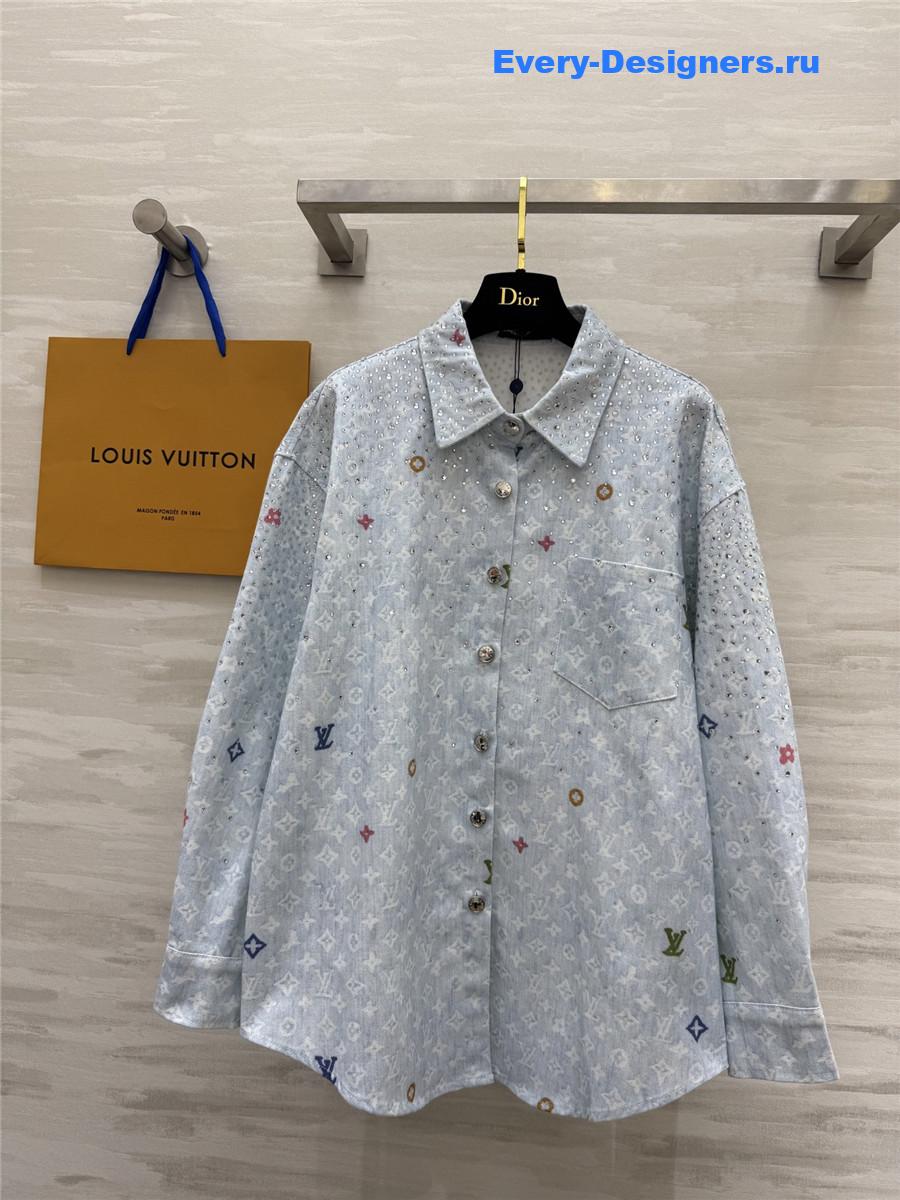 l0vis Vvtt0n blue rhinestone denim shirt