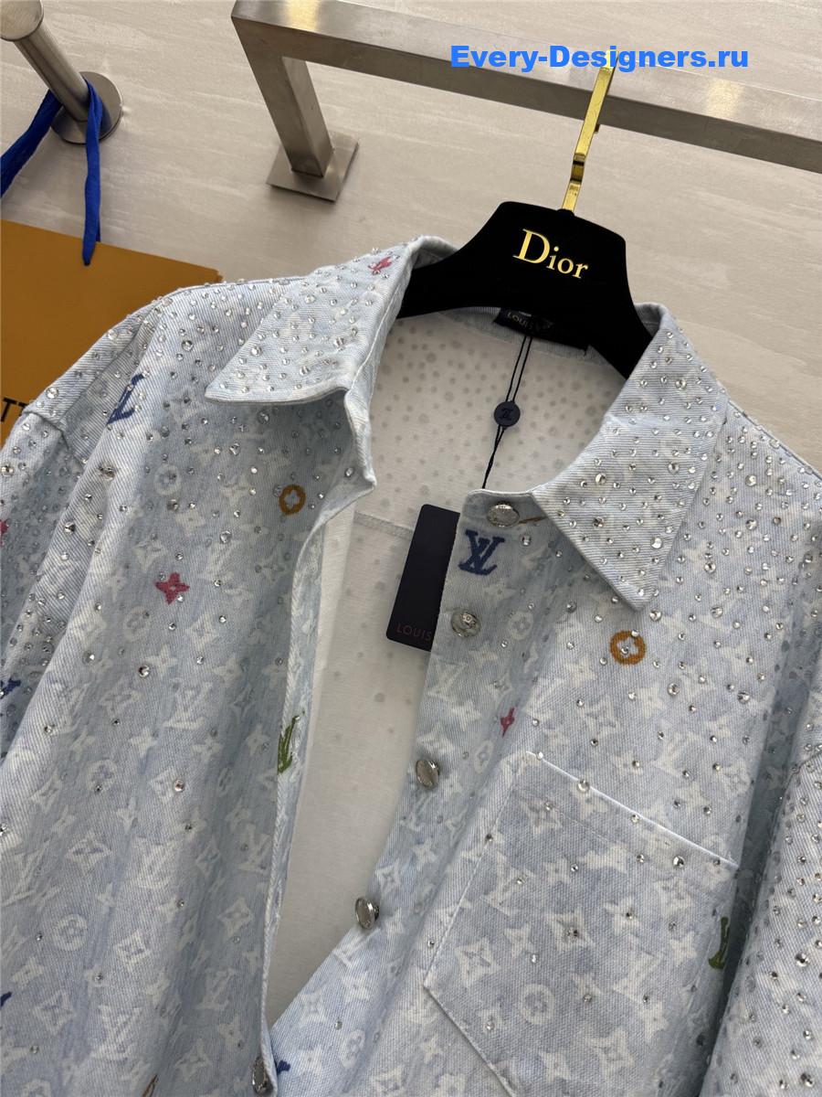 l0vis Vvtt0n blue rhinestone denim shirt