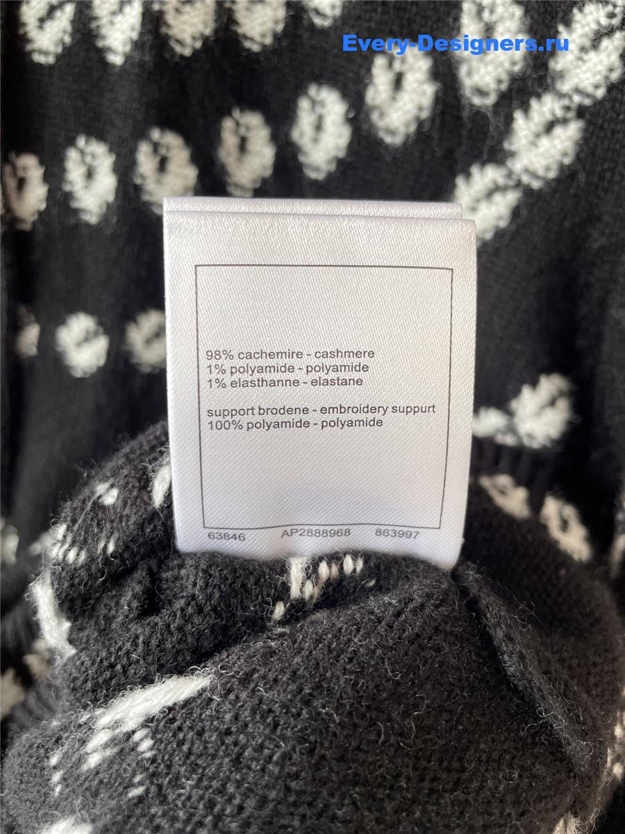 Ch**el black stripe pearl cardigan