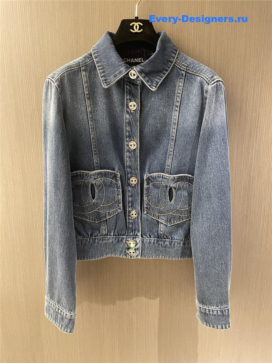 Ch**el light blue washed denim jacket