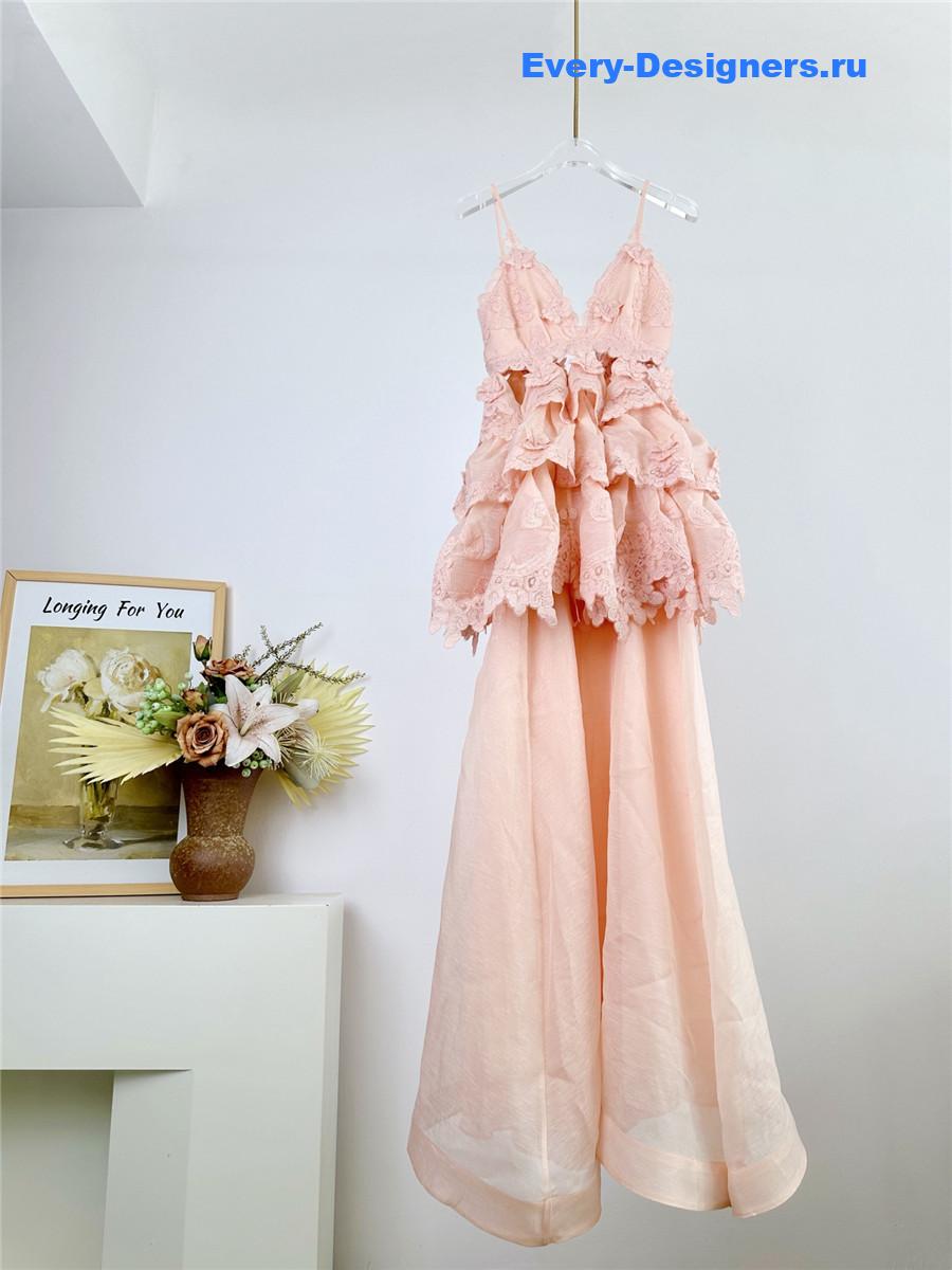 Zimmer Pale Pink Lace Maxi Dress