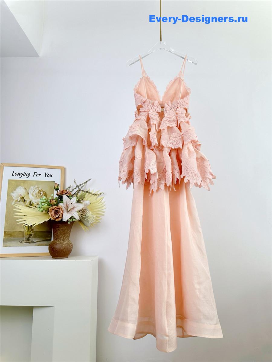 Zimmer Pale Pink Lace Maxi Dress