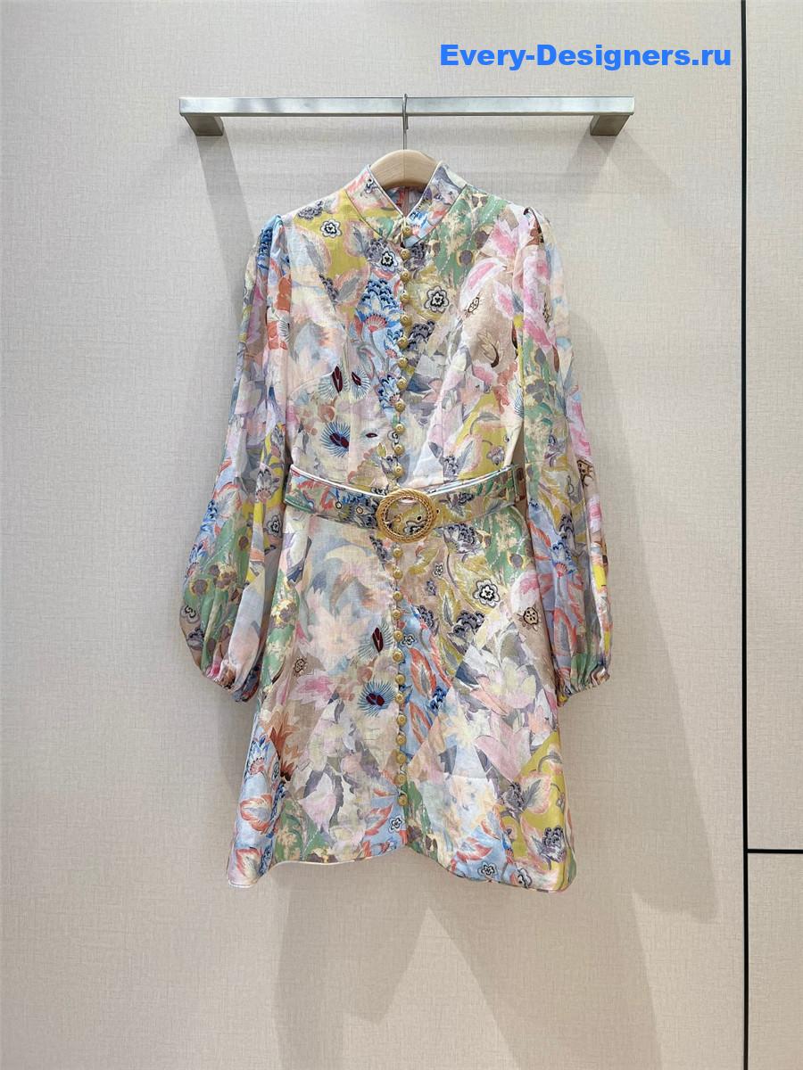 Zimm Illustration Linen Mini Dress