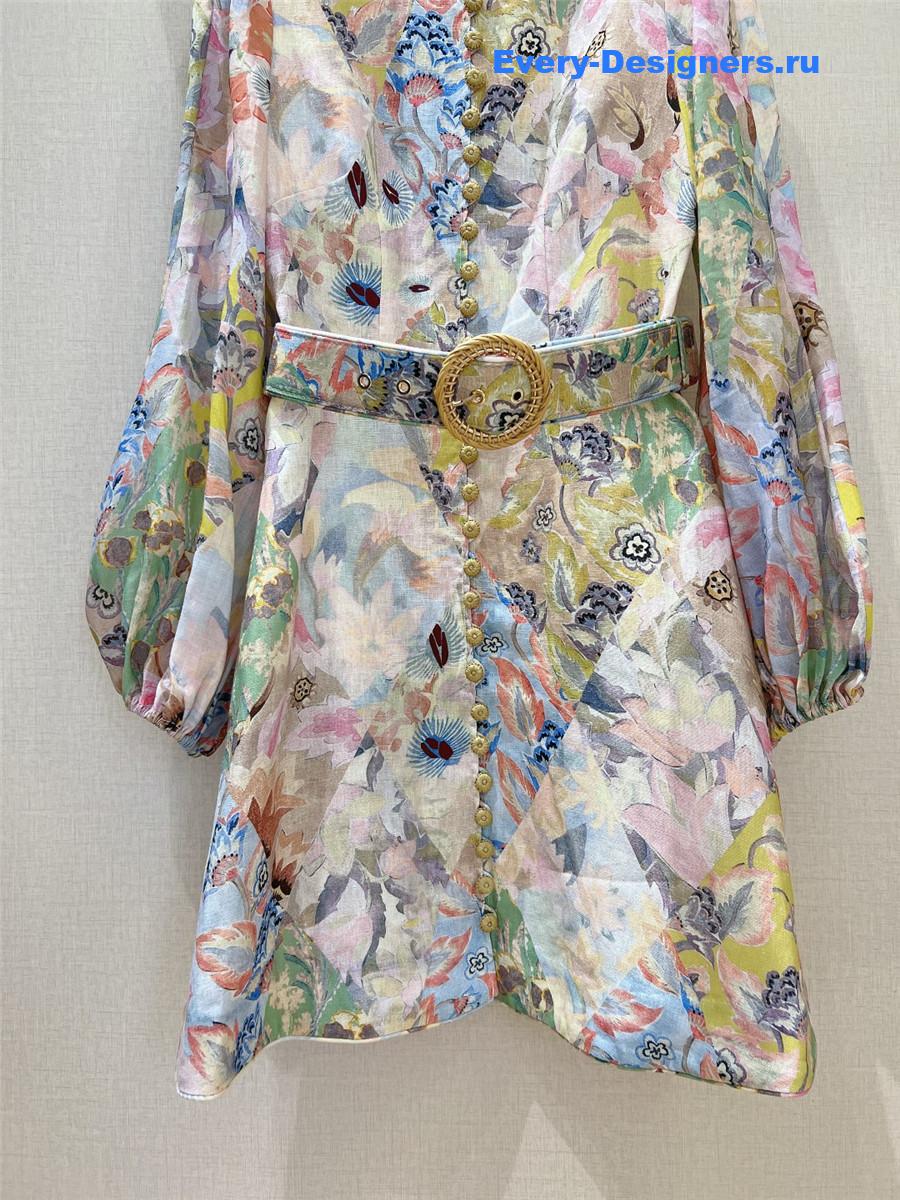 Zimm Illustration Linen Mini Dress